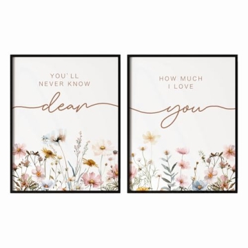 Set of 2 Boho Nursery Wall Art Prints - Floral Decor for Baby Girls