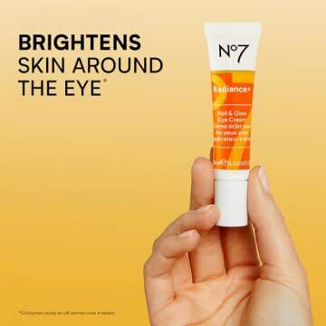 No7 Radiance+ Roll & Glow Eye Cream - Reviving & Illuminating Under Eye Roller - Color Correcting Vitamin C + Caffeine Cream for Dark Circles, Puffiness & Dullness (15ml)