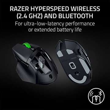 Razer Basilisk V3 X HyperSpeed Wireless Gaming Mouse: Up to 285 Hr Battery - 18K Optical Sensor - Mechanical Switches - Chroma RGB - 9 Programmable Controls - Black