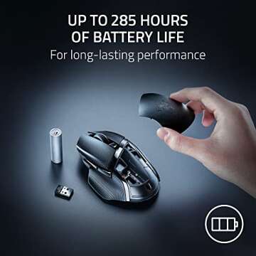 Razer Basilisk V3 X HyperSpeed Wireless Gaming Mouse: Up to 285 Hr Battery - 18K Optical Sensor - Mechanical Switches - Chroma RGB - 9 Programmable Controls - Black