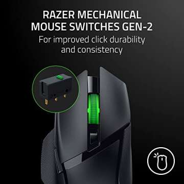 Razer Basilisk V3 X HyperSpeed Wireless Gaming Mouse: Up to 285 Hr Battery - 18K Optical Sensor - Mechanical Switches - Chroma RGB - 9 Programmable Controls - Black