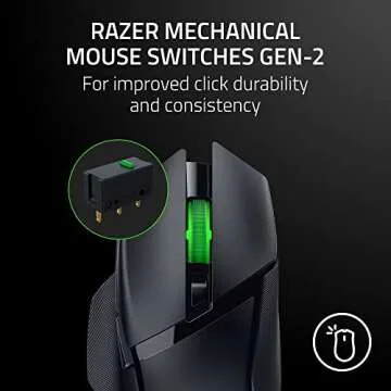 Razer Basilisk V3 X HyperSpeed Wireless Gaming Mouse: Up to 285 Hr Battery - 18K Optical Sensor - Mechanical Switches - Chroma RGB - 9 Programmable Controls - Black