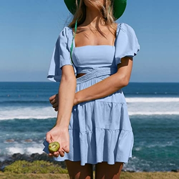 Stylish Shy Velvet Women's Summer Dress Square Neckline