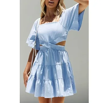 Stylish Shy Velvet Women's Summer Dress Square Neckline