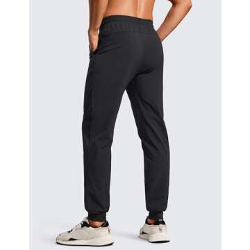 CRZ YOGA Athletic Joggers for Men 29" Lightweight Water Resistant Outdoor Workout Pants with Zip Poc...