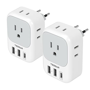 European Travel Plug Adapter with USB C – 2 Pack