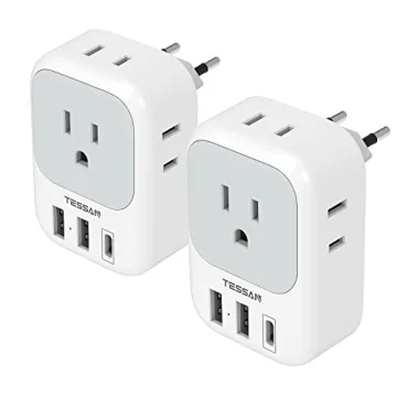 2 Pack European Travel Plug Adapter USB C - TESSAN US to Europe Charger
