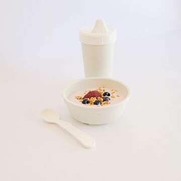 Re-Play Made in USA 12 Oz. Reusable Plastic Bowls, Set of 4 - Dishwasher and Microwave Safe Bowls for Snacks and Everyday Dining - Toddler Bowl Set 4.9" x 4.9" x 1.8" White