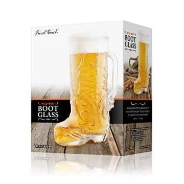 Final Touch Wild West Boot Glass - 22 oz Cowboy Boot-Shaped Drinking Glass - Thick Glass with Handle - Perfect for Beer, Mixed Drinks, and More! (GG5026)