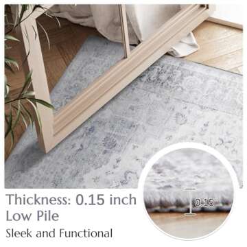 jinchan Runner Rug 2x6 Washable Rug Kitchen Indoor Vintage Soft Hallway Runner Floor Cover Retro Distressed Carpet Thin Lightweight Bathroom Laundry Room Grey