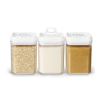 Felli Flip Tite Food Storage Containers With Lid 5” LARGE Airtight Ring Lock Flip Top, Square Acry...