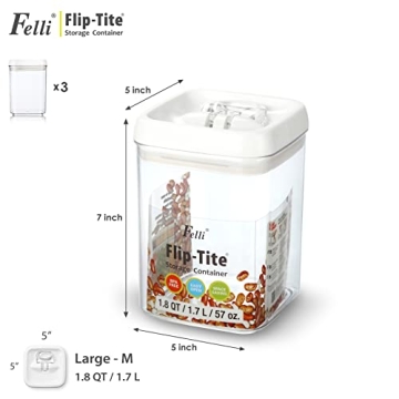 Felli Flip Tite 5” Food Storage Containers - Airtight Seal