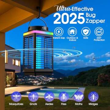 Bug Zapper Outdoor, 4-in-1 4200V Electric Mosquito Zapper, Cordless Rechargeable Bug Zapper Fly Zapp...