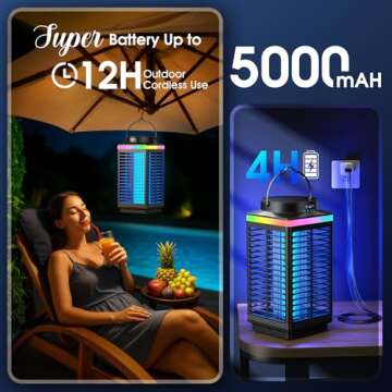 Portable 4200V Bug Zapper for Outdoor Use