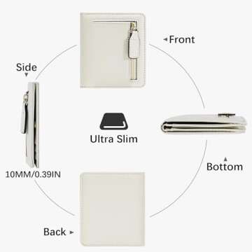 Gostwo Womens Wallet, Small Wallet for Women, Compact Bifold Card Holder, Mini Slim RFID Blocking Cash Wallet, Billfolds Thin Leather Zipper, Gift for Ladies Teen Girls Travel with ID Window, Beige
