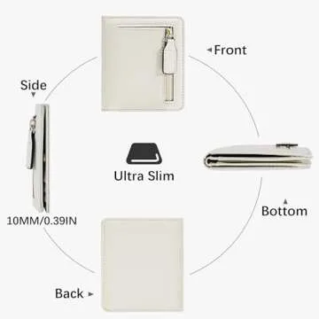 Gostwo Womens Wallet, Small Wallet for Women, Compact Bifold Card Holder, Mini Slim RFID Blocking Cash Wallet, Billfolds Thin Leather Zipper, Gift for Ladies Teen Girls Travel with ID Window, Beige