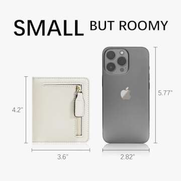 Gostwo Womens Wallet, Small Wallet for Women, Compact Bifold Card Holder, Mini Slim RFID Blocking Cash Wallet, Billfolds Thin Leather Zipper, Gift for Ladies Teen Girls Travel with ID Window, Beige