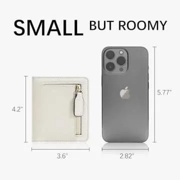 Gostwo Womens Wallet, Small Wallet for Women, Compact Bifold Card Holder, Mini Slim RFID Blocking Cash Wallet, Billfolds Thin Leather Zipper, Gift for Ladies Teen Girls Travel with ID Window, Beige