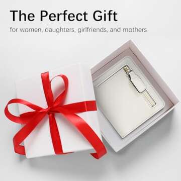 Gostwo Womens Wallet, Small Wallet for Women, Compact Bifold Card Holder, Mini Slim RFID Blocking Cash Wallet, Billfolds Thin Leather Zipper, Gift for Ladies Teen Girls Travel with ID Window, Beige