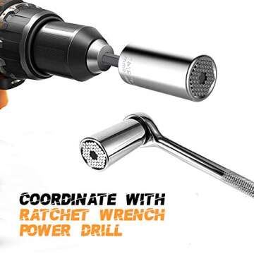 WILLUCK Universal Socket, 7-19mm, Chrome Vanadium Steel, Engraved 'Best Dad Ever', Multi-Functional, Replaces Old Tools, Great Stocking Stuffer, Father's Day Gift