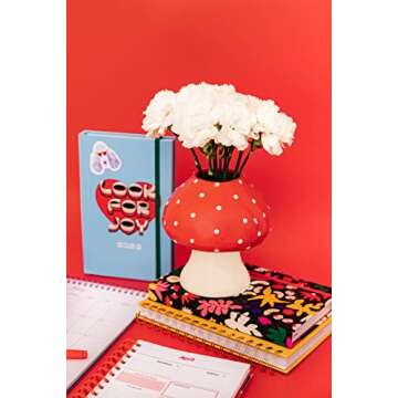 ban.do Decorative Mushroom Vase, Trendy Flower Vase, Cottagecore Room Decor, Unique Ceramic Vase for Home/Kitchen/Office Decorations