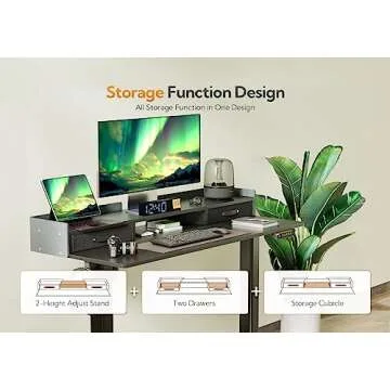 Claiks Adjustable Standing Desk with Storage Drawers