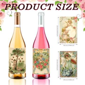 24 Pcs Valentine's Day Gift Tags Wine and Champagne Bottle Label Stickers Adhesive Victorian Vintage...