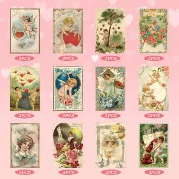 Vintage Valentine's Day Stickers for Wine Gifts & Crafts