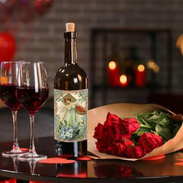 Vintage Valentine's Day Stickers for Wine Gifts & Crafts