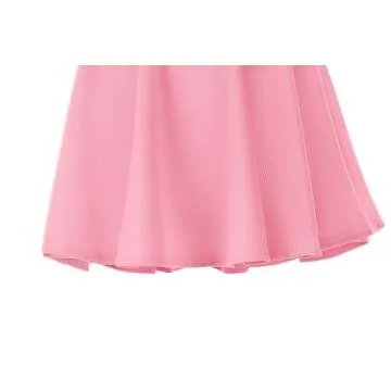 Urban CoCo Women's Basic Versatile Stretchy Flared Casual Mini Skater Skirt (Medium, Pink)