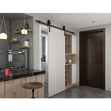 DIYHD TSQ15 Industrial Big Spoke Wheel Sliding Barn Hardware, 6FT Track Kit, Single Door kit