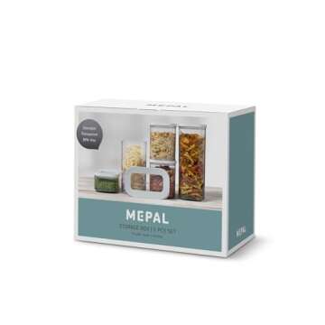 Mepal Food Storage Container 5-Piece Set - Food Containers - Kitchen Container & Organizer - Stackable & Airtight Food Storage Container - 1x 2000 ml, 1x 1500 ml, 2x 1000 ml & 1x 425 ml - White