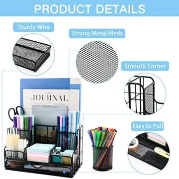 Versatile Desk Organizer with Pen Holder and 72 Accessories
