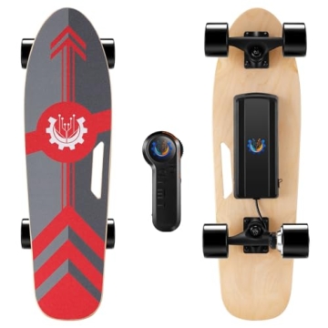 CAROMA 350W Electric Skateboards for Adults Teens, 27.5" 7 Layers Maple Electric Longboard with Remo...