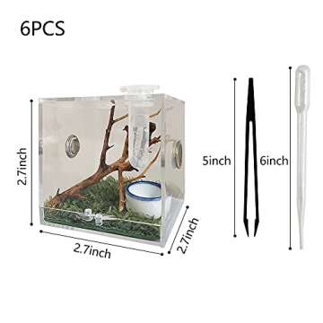 JOBEDE Jumping Spider Enclosure, Jumping Spider Habitat with Dropper Tongs Acrylic Reptile Breeding ...