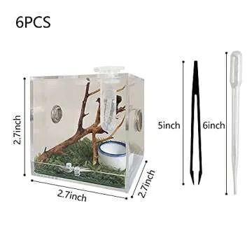 JOBEDE Jumping Spider Enclosure, Jumping Spider Habitat with Dropper Tongs Acrylic Reptile Breeding ...