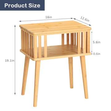 NANANARDOSO Small Nightstand Bedside Table, Wooden End Table with Open Storage Compartments，Minimalist End Table Furniture for Living Room or Bedroom