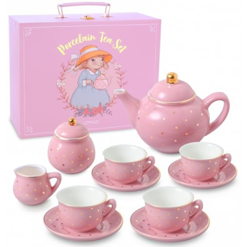 Enchanting Giggle & Honey Pink Polka Dot Tea Set for Girls - A Perfect Toy for Imaginative Play!