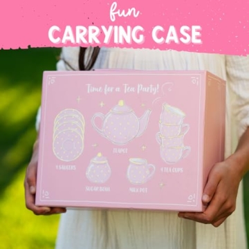 Porcelain Tea Set for Girls - Charming Pink Polka Dot Style