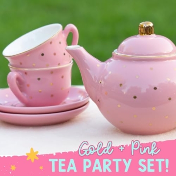 Porcelain Tea Set for Girls - Charming Pink Polka Dot Style