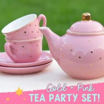 Porcelain Tea Set for Girls - Charming Pink Polka Dot Style