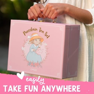 Porcelain Tea Set for Girls - Charming Pink Polka Dot Style