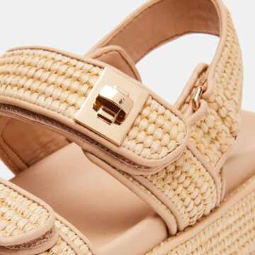 Lovee Cosee Raffia Brown Platform Sandals for Women