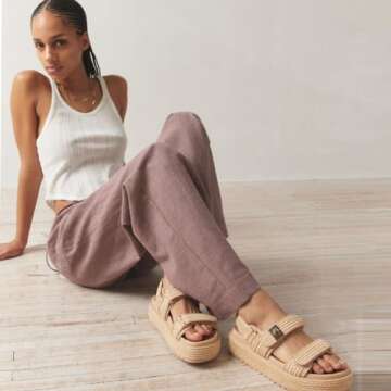 Lovee Cosee Raffia Brown Platform Sandals for Women