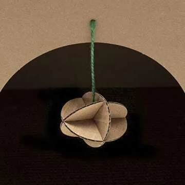 Furhaven Cardboard Cat House Gingerbread House, Cat Hideout Scratcher with Detachable Hanging Toys