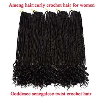 HVN-KVVM 18 Inch Senegalese Twist Crochet Hair with Curly Ends Prelooped Goddess Box Braids Crochet ...