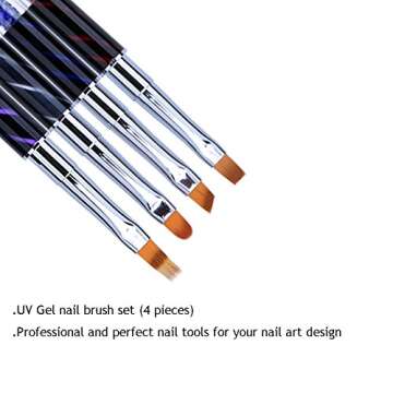 Ycyan 4Pcs UV Gel Nail Brush Set Rhinestone Handle Gel Polish Nail Art Design Brushes Nail Ombre Bru...