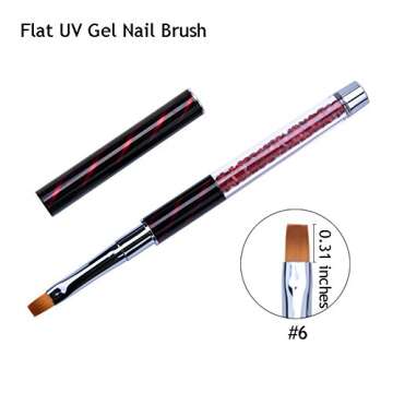 Ycyan 4Pcs UV Gel Nail Brush Set Rhinestone Handle Gel Polish Nail Art Design Brushes Nail Ombre Brush Professional Nail Art Tools