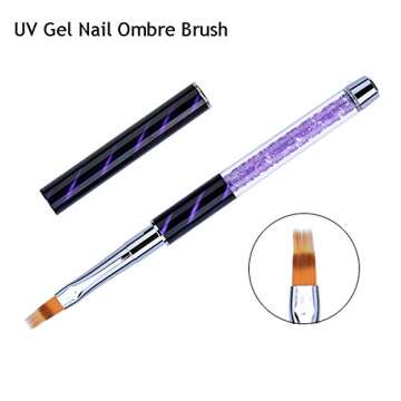 Ycyan 4Pcs UV Gel Nail Brush Set Rhinestone Handle Gel Polish Nail Art Design Brushes Nail Ombre Brush Professional Nail Art Tools