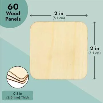 Bright Creations 60 Pack 2x2 Wood Squares for Crafts